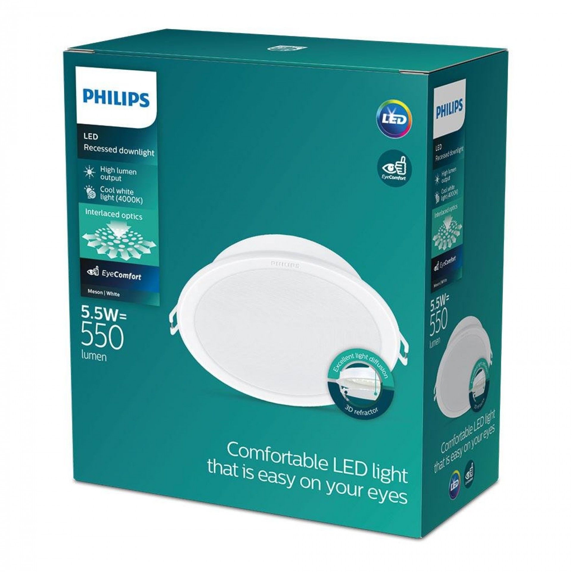 Downlight led de encastrar 5,5w 550lm 4000k luz dia mod. meson ø9x3,5cm refª 93515 PHILIPS