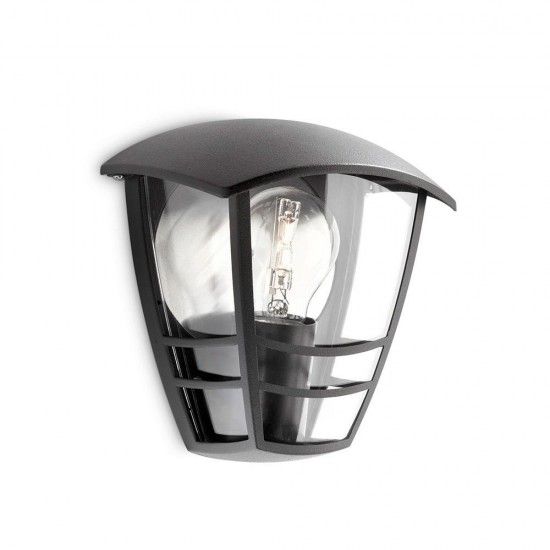 Candeeiro de parede exterior plano 1x60w preto mod. creek refª 93507 PHILIPS Candeeiro de parede exterior plano 1x60w preto mod. creek refª 93507 PHILIPS