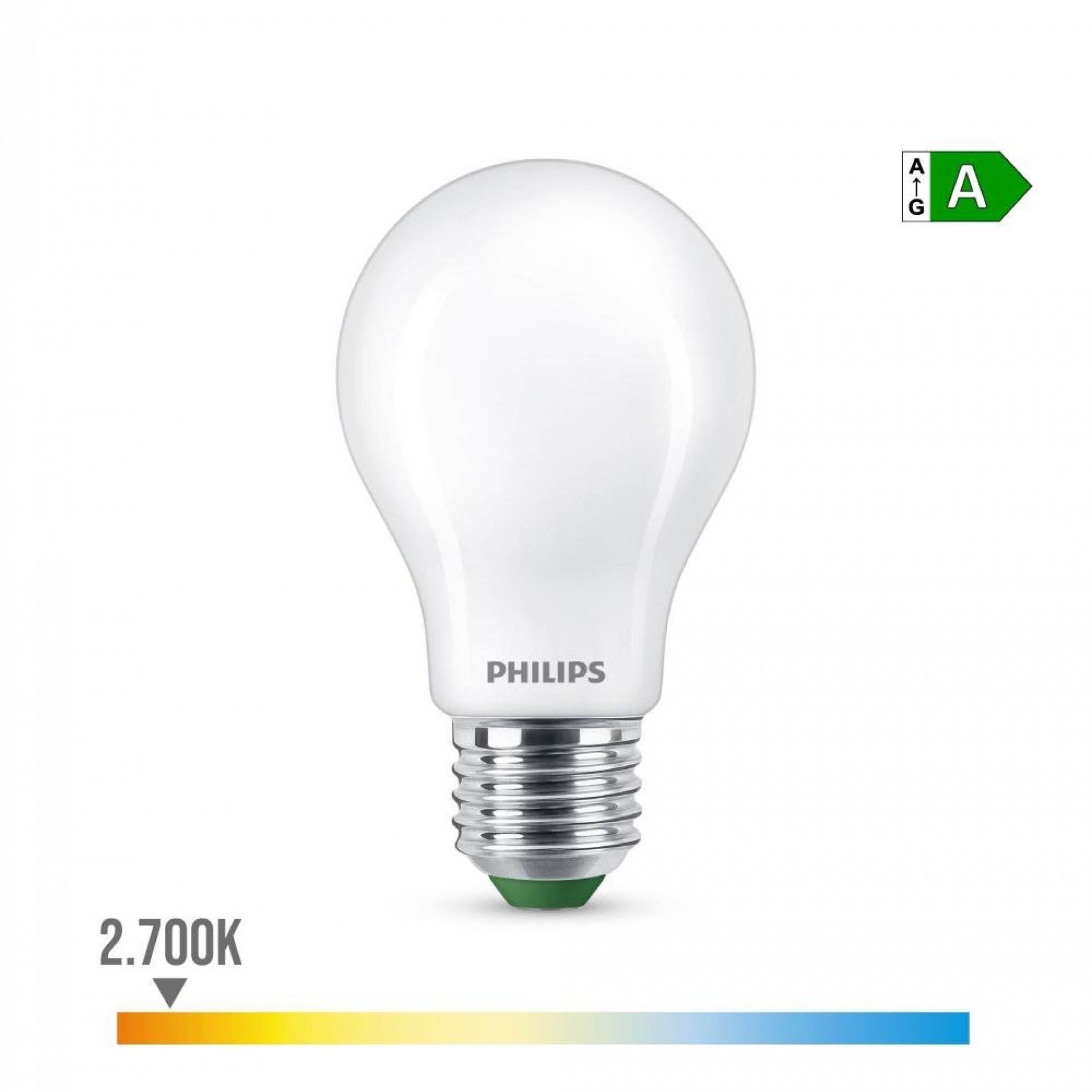 Lâmpada ultra efficient led classic 4w 840im e27 2700k, ø6x10,4cm, refª 93072 PHILIPS