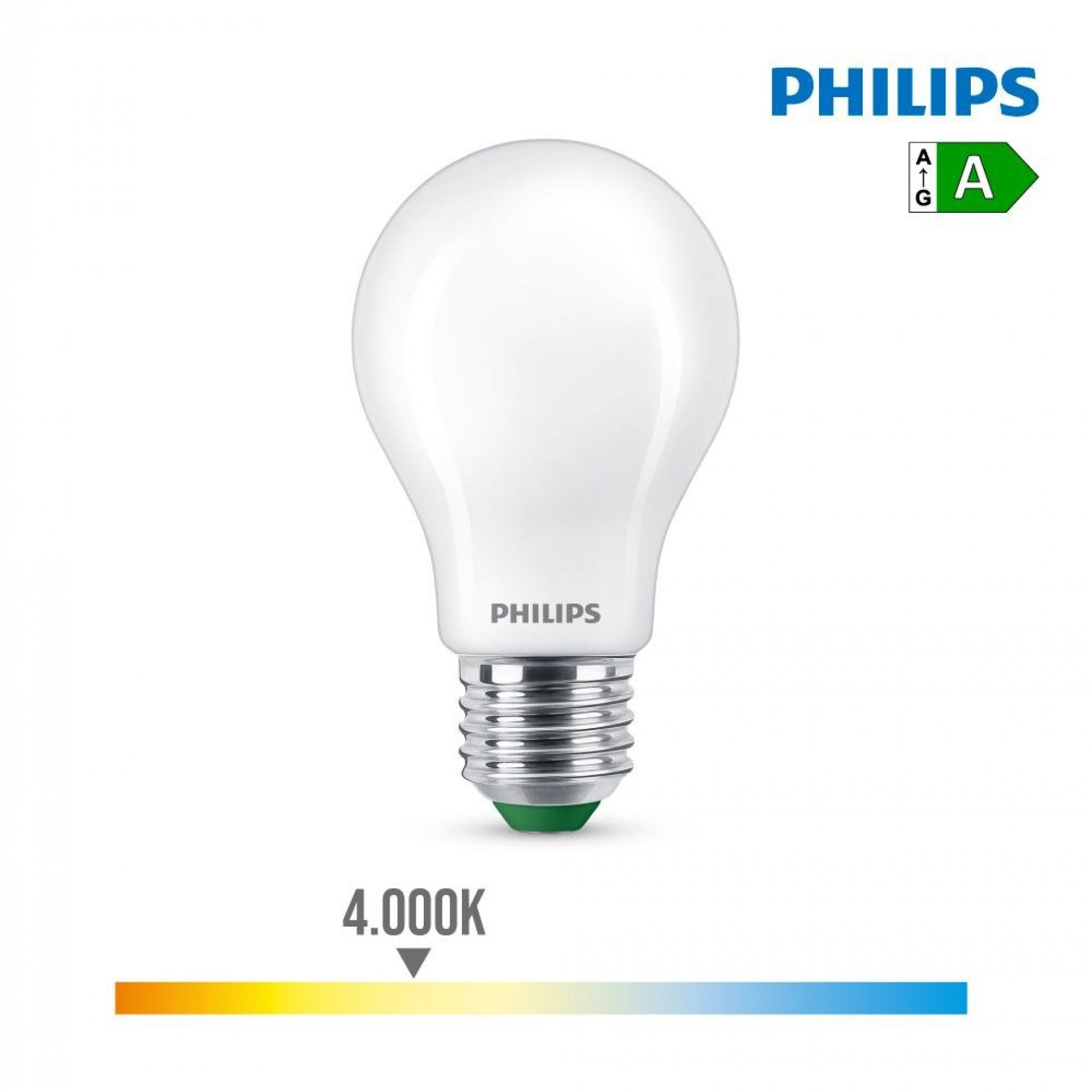 Lâmpada ultra efficient led classic 4w 840im e27 4000k, ø6x10,4cm, refª 93073 PHILIPS