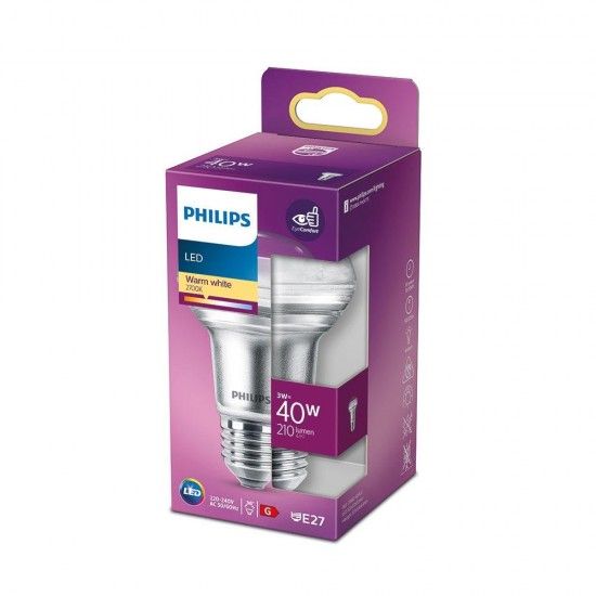 L�mpada refletora led cla 36d 3w r63, 210im e14 2700k. ref� 93049 PHILIPS