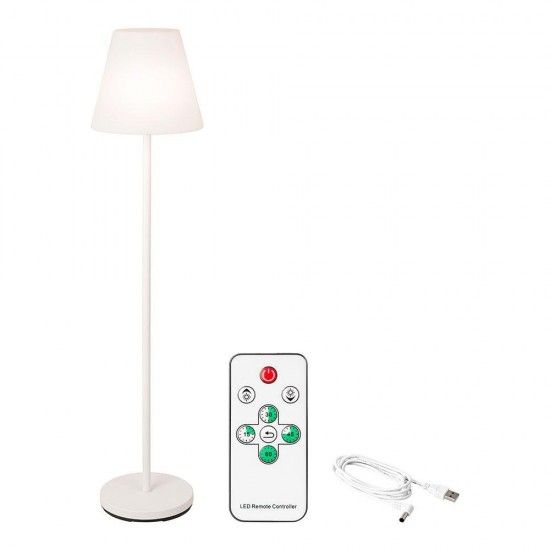Candeeiro de pé cor branco para interior-exterior recarregável com comando 150cm 894460 refª 90786 L Candeeiro de pé cor branco para interior-exterior recarregável com comando 150cm 894460 refª 90786 L