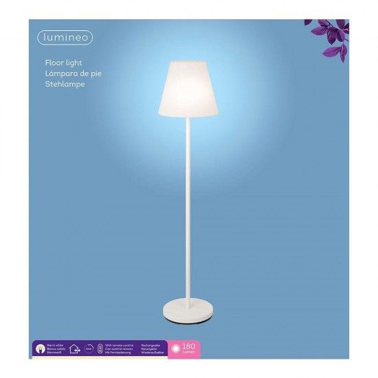 Candeeiro de pé cor branco para interior-exterior recarregável com comando 150cm 894460 refª 90786 L Candeeiro de pé cor branco para interior-exterior recarregável com comando 150cm 894460 refª 90786 L