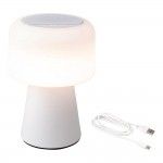 Candeeiro led com altifalante para interior e exterior cor branco 22,5cm bluetooth recarregável 8944 Candeeiro led com altifalante para interior e exterior cor branco 22,5cm bluetooth recarregável 8944
