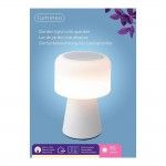 Candeeiro led com altifalante para interior e exterior cor branco 22,5cm bluetooth recarregável 8944 Candeeiro led com altifalante para interior e exterior cor branco 22,5cm bluetooth recarregável 8944