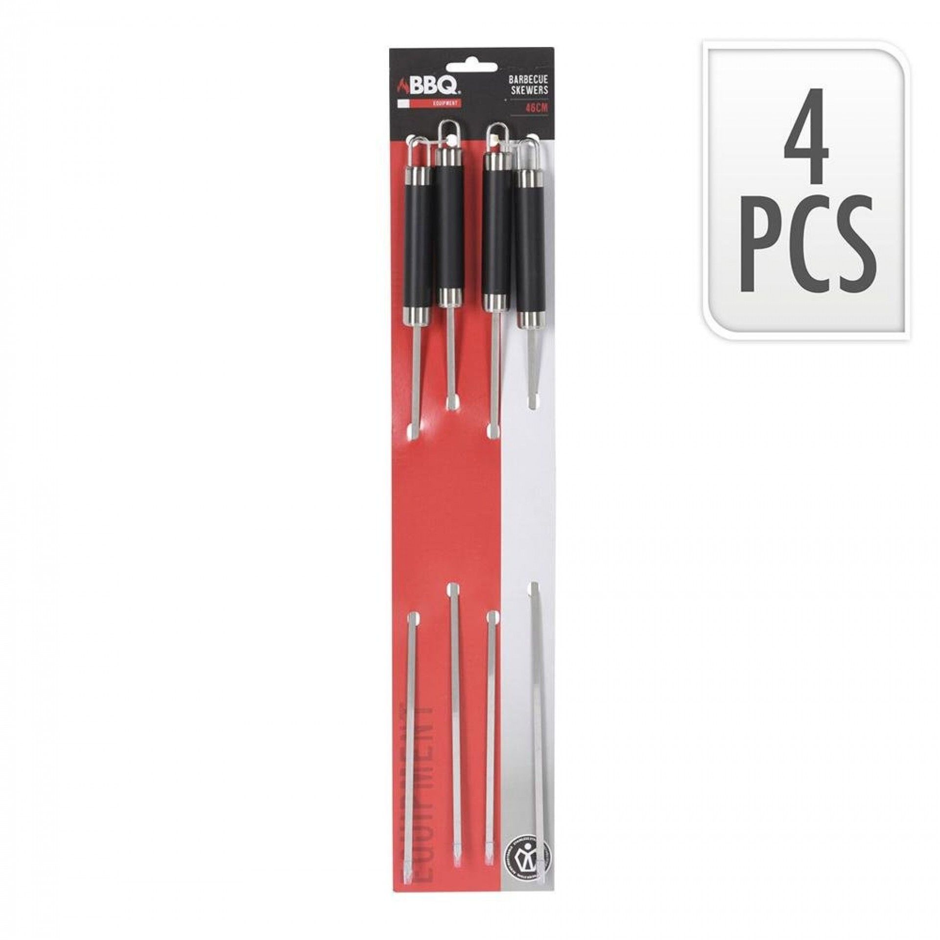 Pack de 4 espetos de inoxl 46,5cm para churrasco refª 90577 NULL