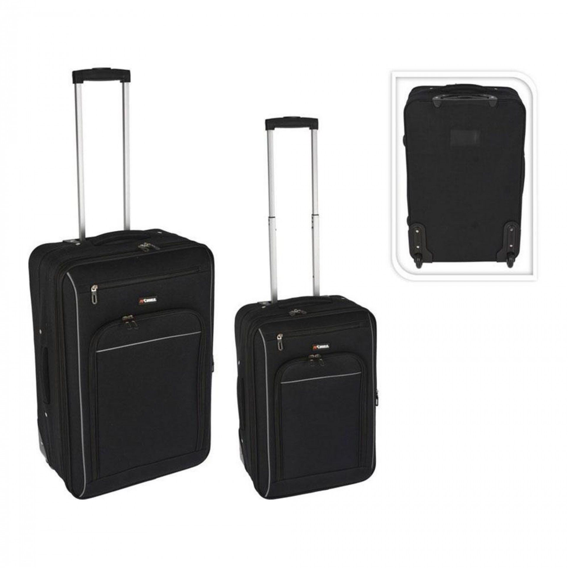 Kit 2 malas de viagem pretas refª 90499 PRO WORLD