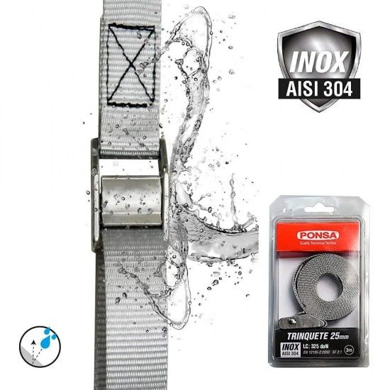 Correia com esticador 25mm 3m inoxidavel 027,207,025,503 ref 87894 PONSA