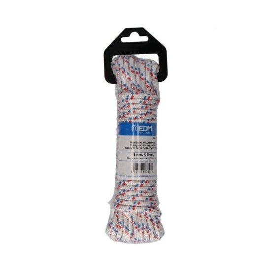 Rolo trançado nylon 10m branco pintas refª 87845 EDM Rolo trançado nylon 10m branco pintas refª 87845 EDM