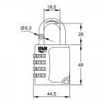 Cadeado c45s de zinco 44,5mm. arco �6,3mm com combina��o ref� 87656 IFAM