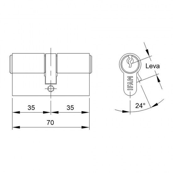 Cilindro f5s3030n n�quel 60mm (30+30mm) cam longo 15mm. com 3 chaves de serrete. ref� 87611 IFAM