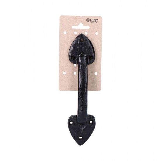 Ma�aneta de porta padr�o 210mm preta forjada em cart�o de suspens�o ref� 85255 EDM