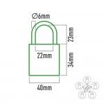 Pack de 5 cadeados de latão arco normal 5 chaves iguais 40x23mm refª 85245 EDM Pack de 5 cadeados de latão arco normal 5 chaves iguais 40x23mm refª 85245 EDM