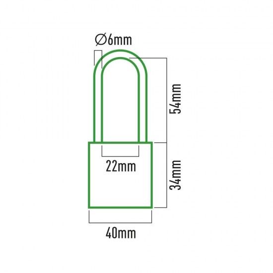 Cadeado em latao arco comprido 40x65mm em blister refª 85229 EDM Cadeado em latao arco comprido 40x65mm em blister refª 85229 EDM