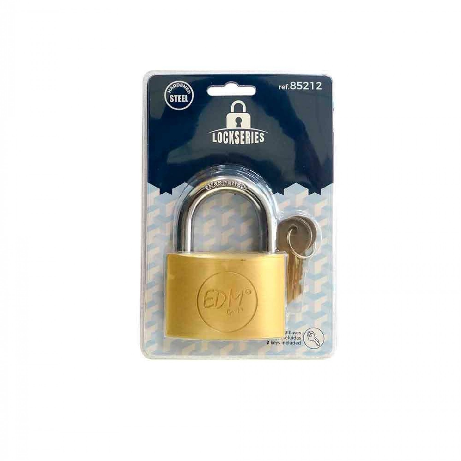 Cadeado em latao arco normal 70x36mm em blister refª 85212 EDM