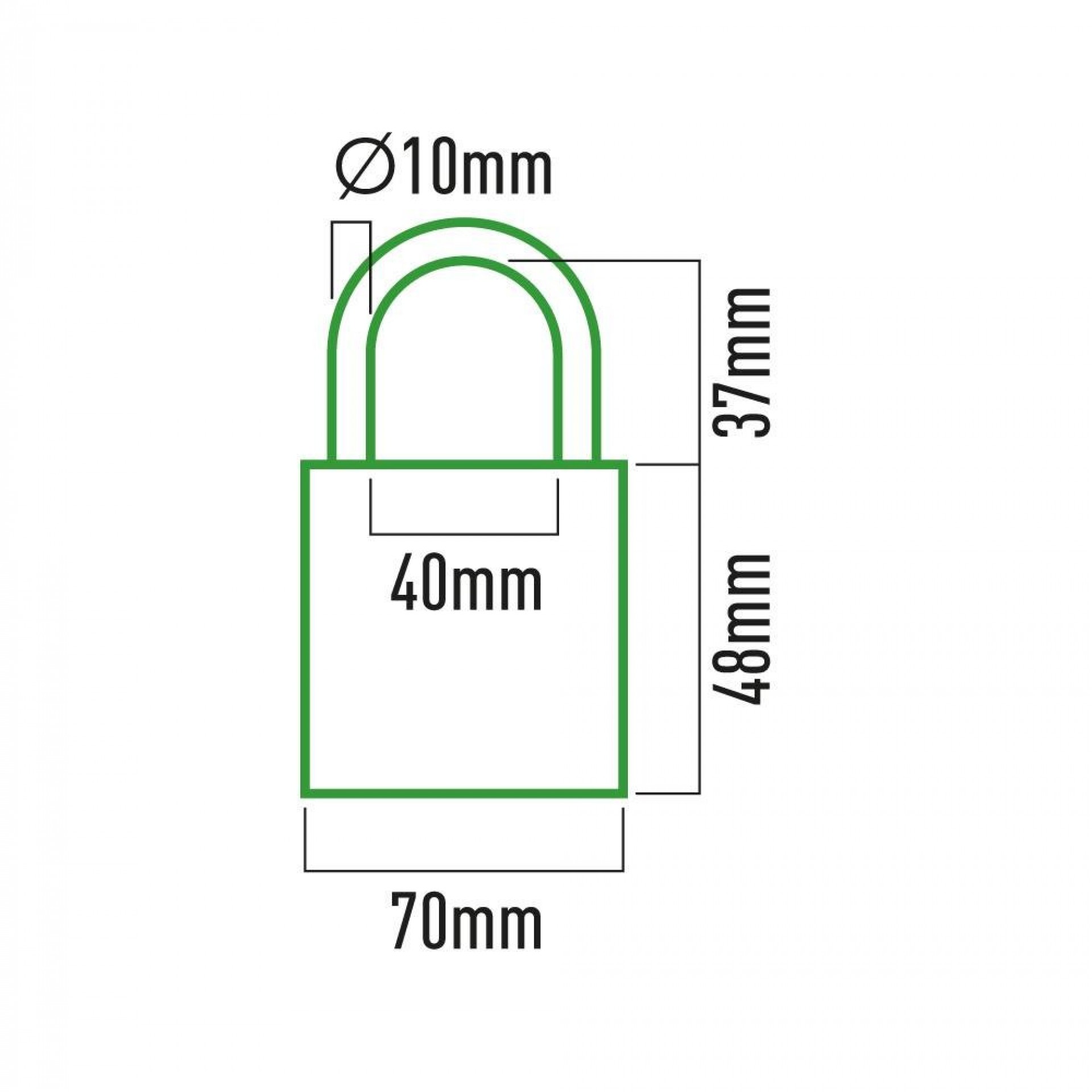 Cadeado em latao arco normal 70x36mm em blister refª 85212 EDM