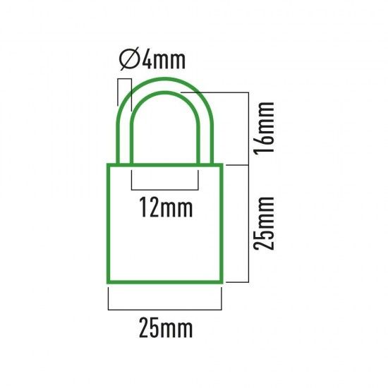 Cadeado em latao arco normal 25x15mm em blister refª 85207 EDM Cadeado em latao arco normal 25x15mm em blister refª 85207 EDM