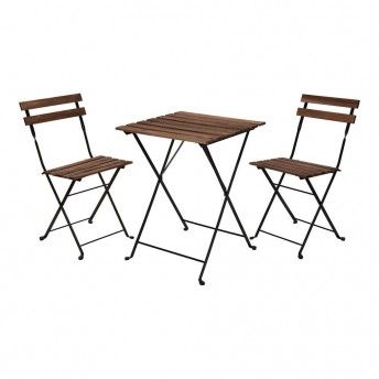 Kit jardim mesa e duas cadeiras de madeira acacia ref 83852 NULL