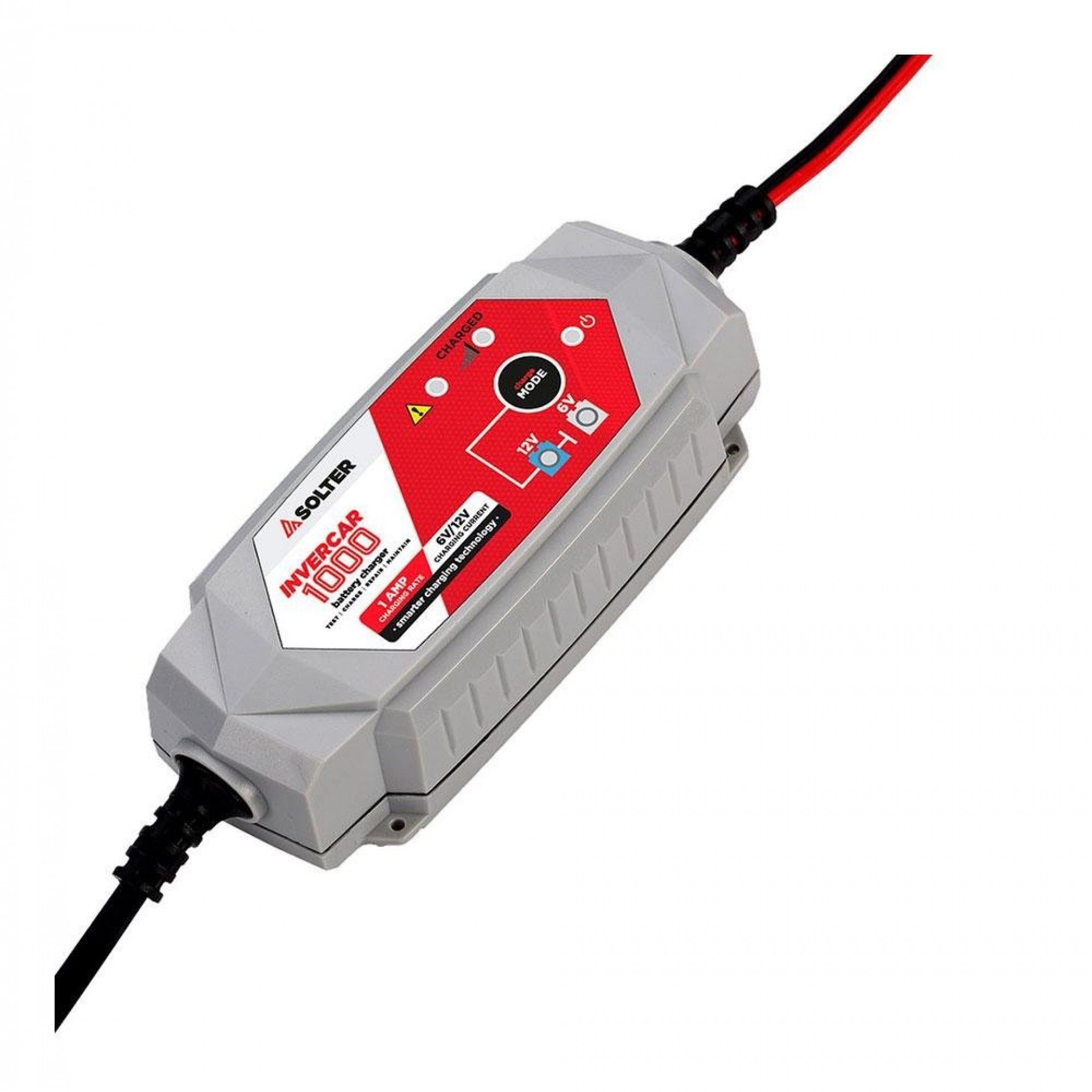 Invercar 1000 6/12v 1a carregador de bateria inteligente (carros e motas) refª 82920 SOLTER