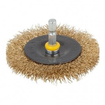 Escova de disco de fio de lato haste hexagonal 75x10mm 2110000 ref 82811 WOLFCRAFT