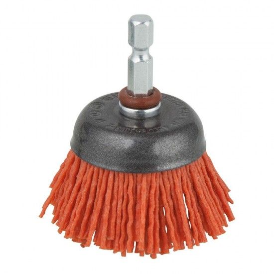 Escova tipo taa em fio de nylon, agressiva, haste hexagonal 50mm 1505000 ref 82812 WOLFCRAFT