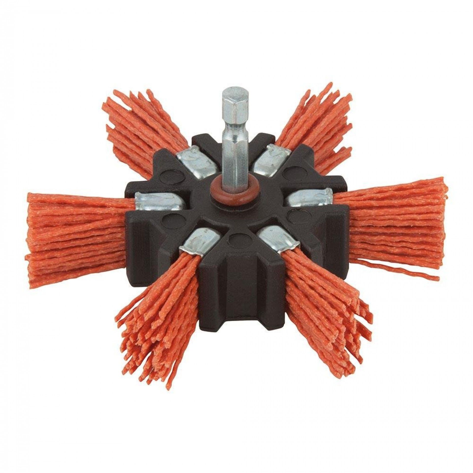 Escova rebolo lamelado em fio de nylon haste hexagonal ø100x20mm 1512000 refª 82813 WOLFCRAFT