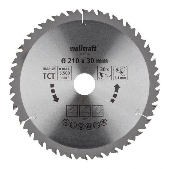 Disco de serra circular manual ct,30 dentes 210mm 6737000 ref 82772 WOLFCRAFT