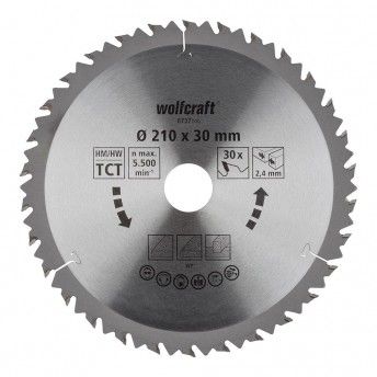 Disco de serra circular manual ct,30 dentes 210mm 6737000 ref 82772 WOLFCRAFT