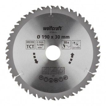 Disco de serra circular manual ct, 30 dentes 190mm 6736000 ref 82771 WOLFCRAFT