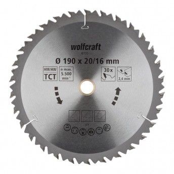 Disco de serra circular ct, 30 dentes 190mm 6735000 ref 82770 WOLFCRAFT