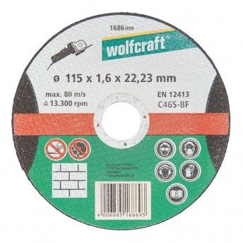 Disco de corte de preciso para pedra 115x1,6x22,23mm 1686999 ref 82634 WOLFCRAFT