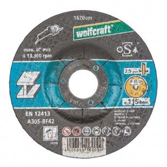 Disco de corte para metal 115x2,5x22,23mm. 1620099 ref 82628 WOLFCRAFT