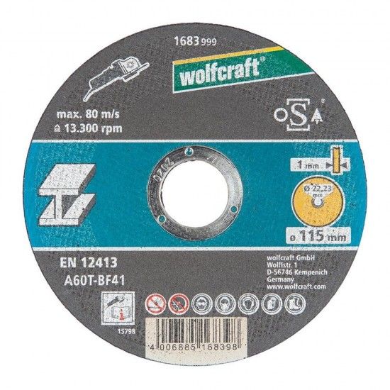 Disco de corte para metal 115x1,0x22,23mm 1683999 ref 82632 WOLFCRAFT