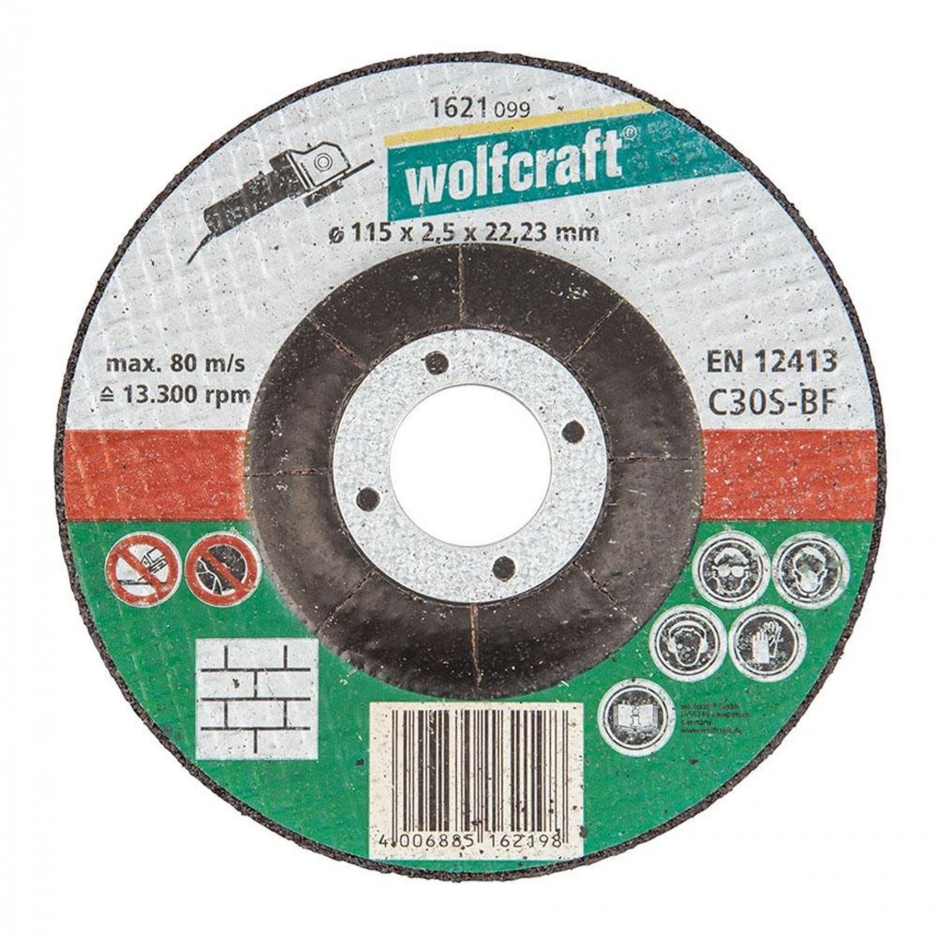 Disco de corte para pedra ø115x2,5x22,23mm 1621099 refª 82629 WOLFCRAFT