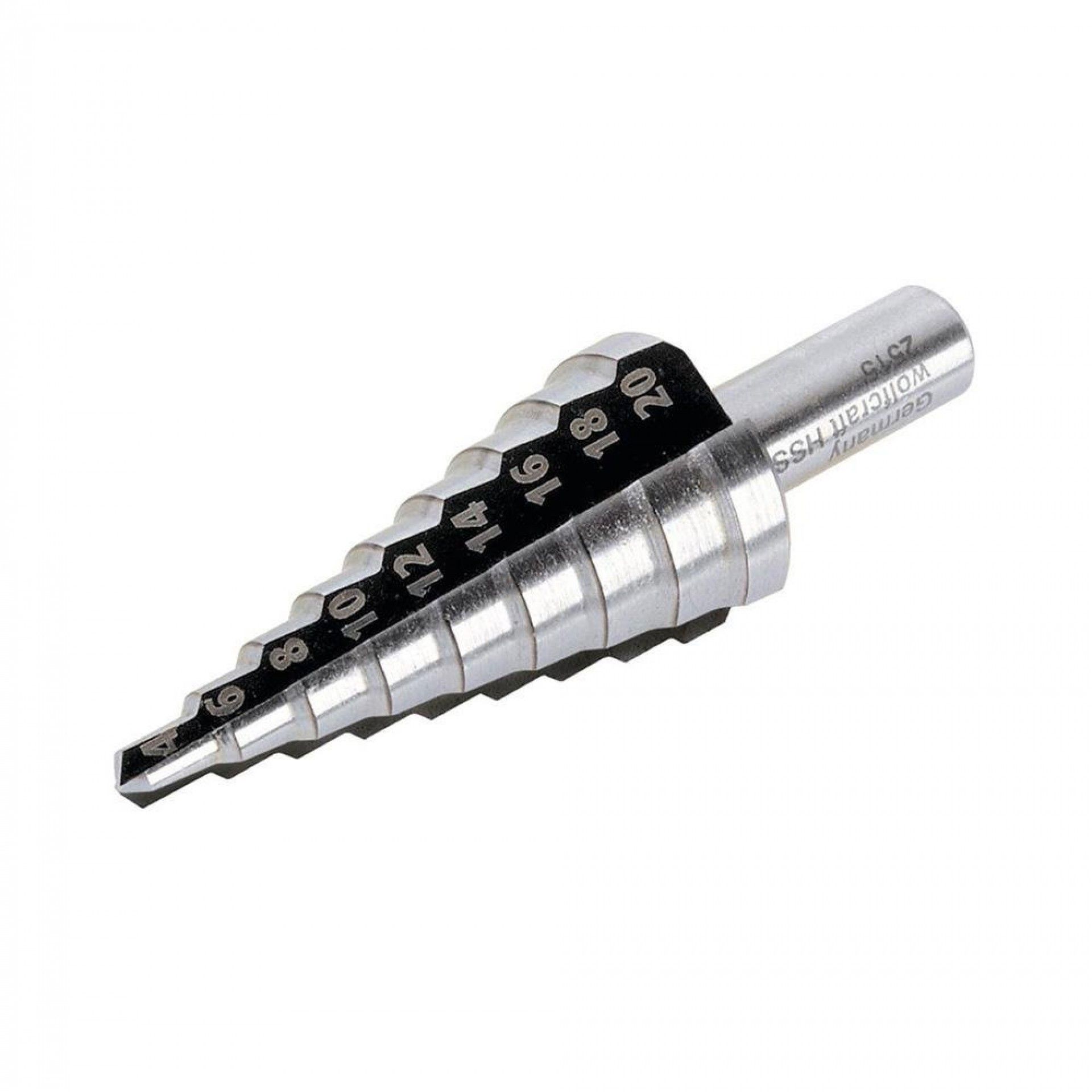 Broca cónica escalonada hss, de ø4-20mm 2515000 refª 82595 WOLFCRAFT
