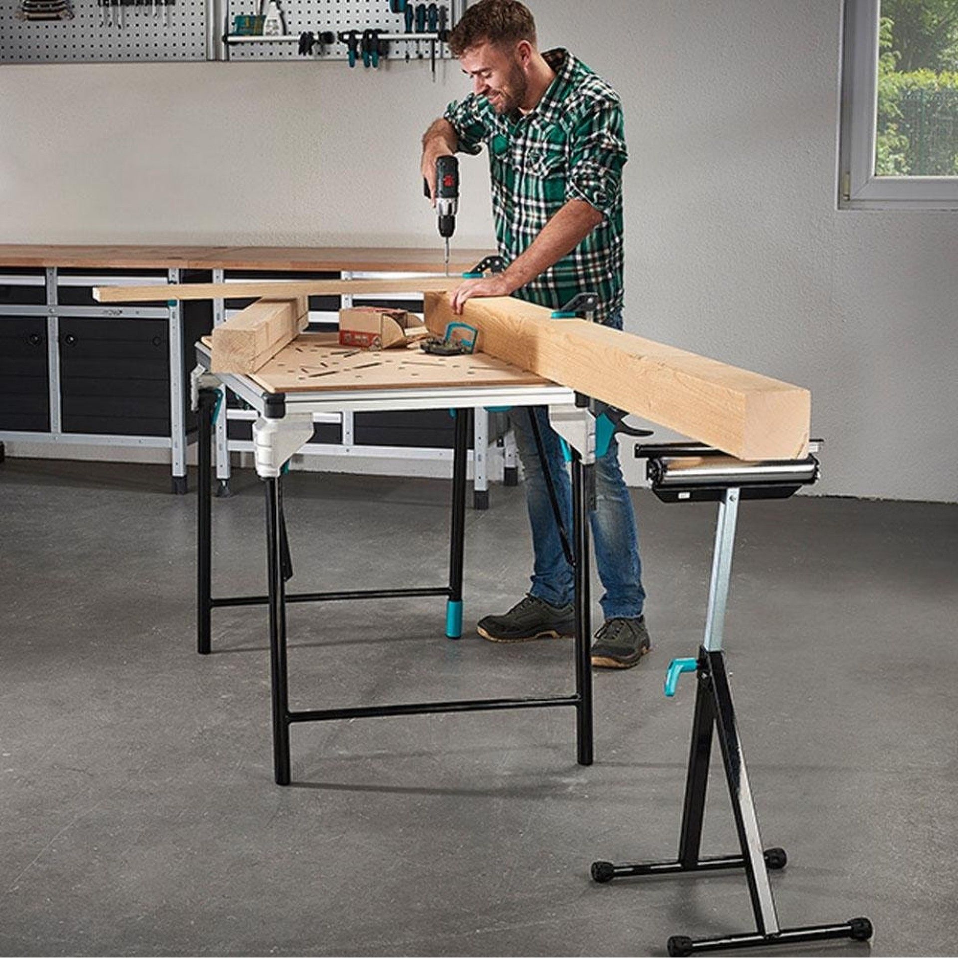 Cavalete multifuncional com suporte e rolo 6102300 refª 82458 WOLFCRAFT