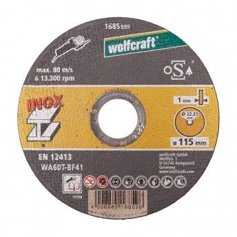 Disco de corte inox 115x1,0x22,2mm em caixa 8462000 ref 82419 WOLFCRAFT