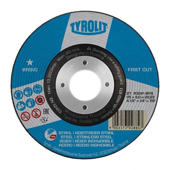Disco de desbaste 27c 125x6x22,23 a30p-bfb ref 82013 TYROLIT