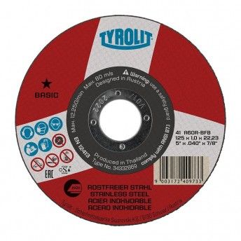 Disco de corte plano 41c 125x1x22,23 a60r-bfb ref 82011 TYROLIT