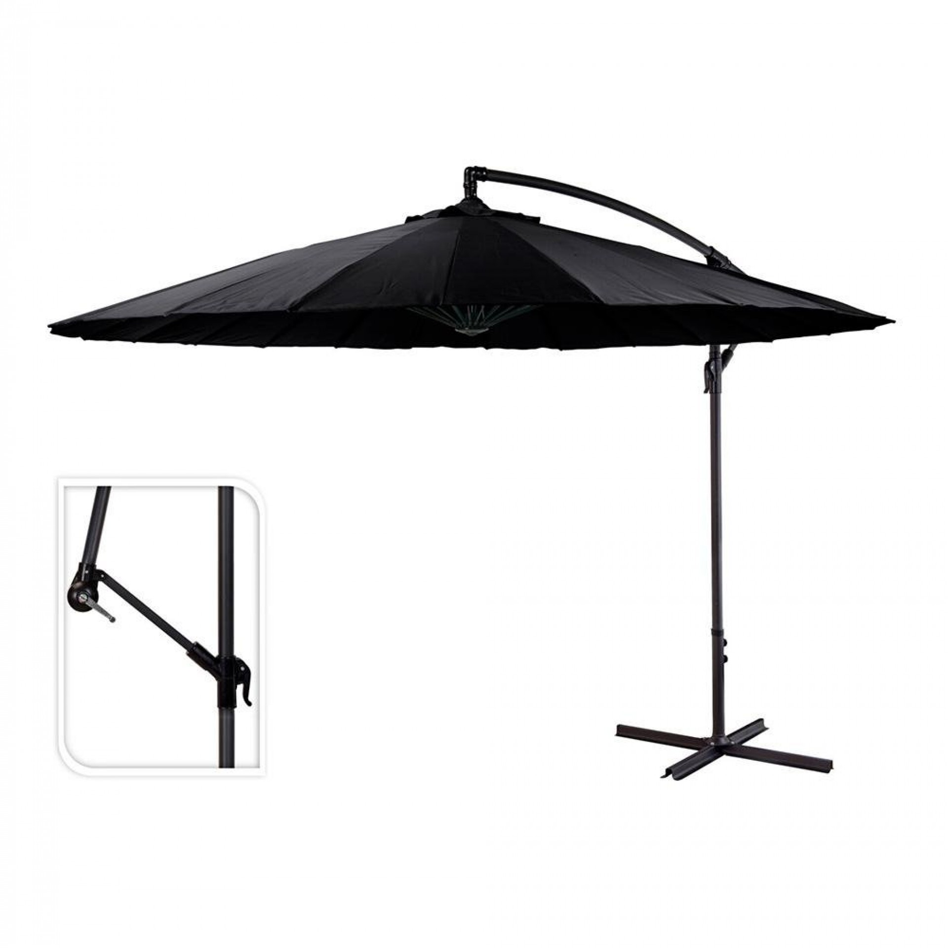 Chapéu-de-sol excêntrico altura máxima 3m ø300cm cor: preto refª 81910 AMBIANCE