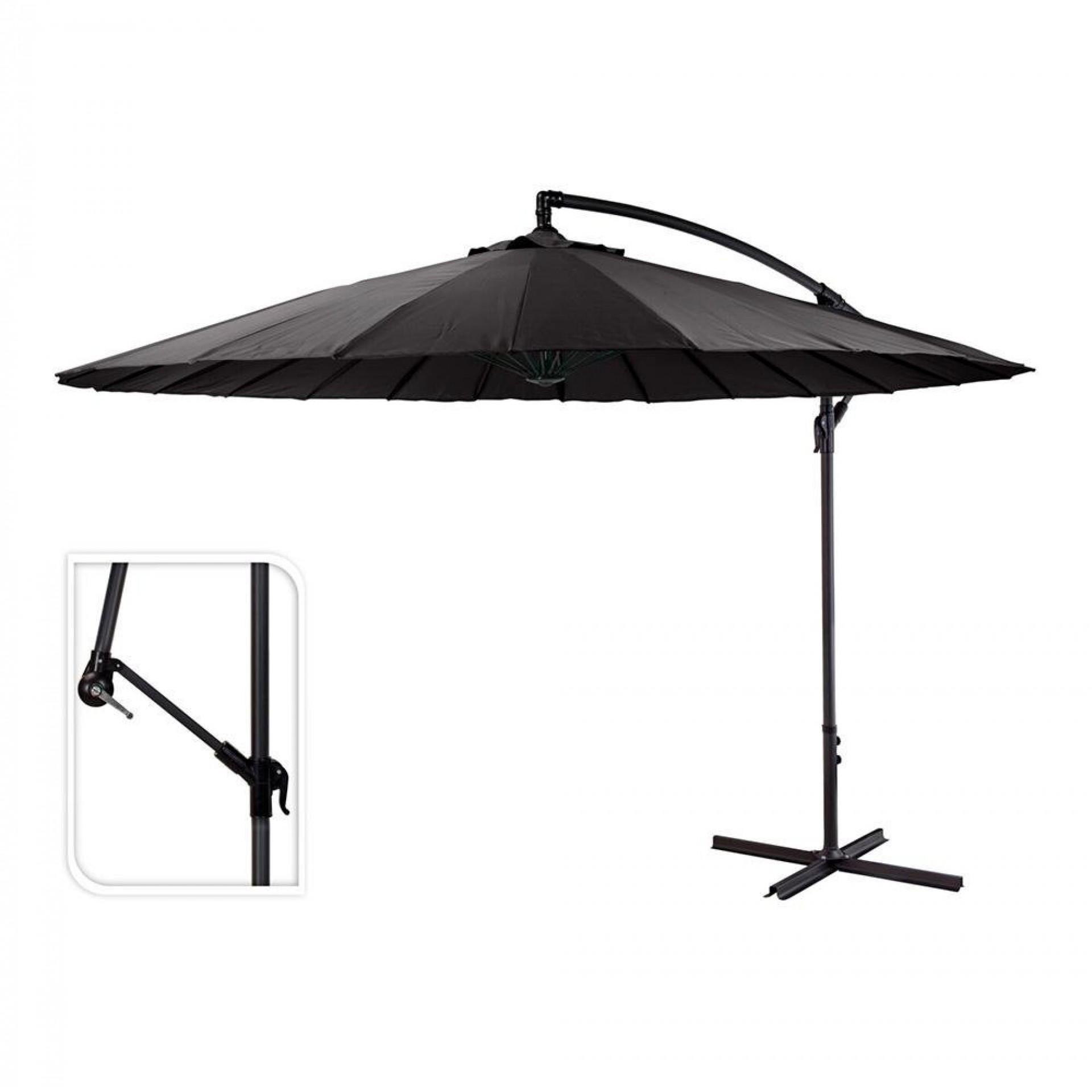 Chapéu-de-sol excêntrico altura máxima 3m ø300cm cor: cinza escuro refª 81914 AMBIANCE