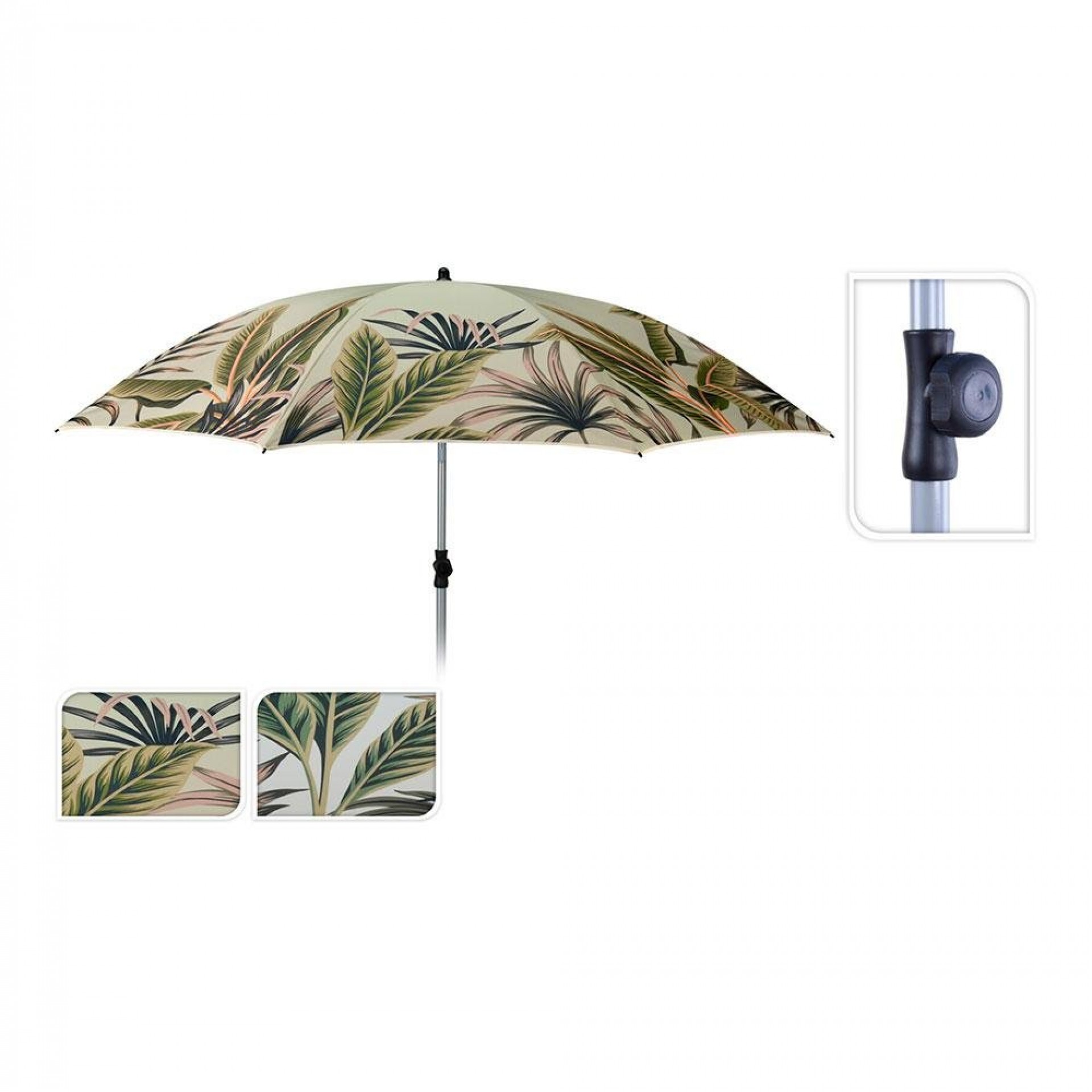 Parasol de praia. disenyo folhas. modelos sortidos ø200x215cm ref. 81189 AMBIANCE