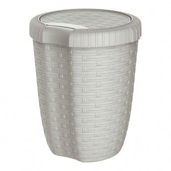 Balde com tampa 27l �34x47cm cor creme imita��o vime/rattan ref� 77859 MONDEX