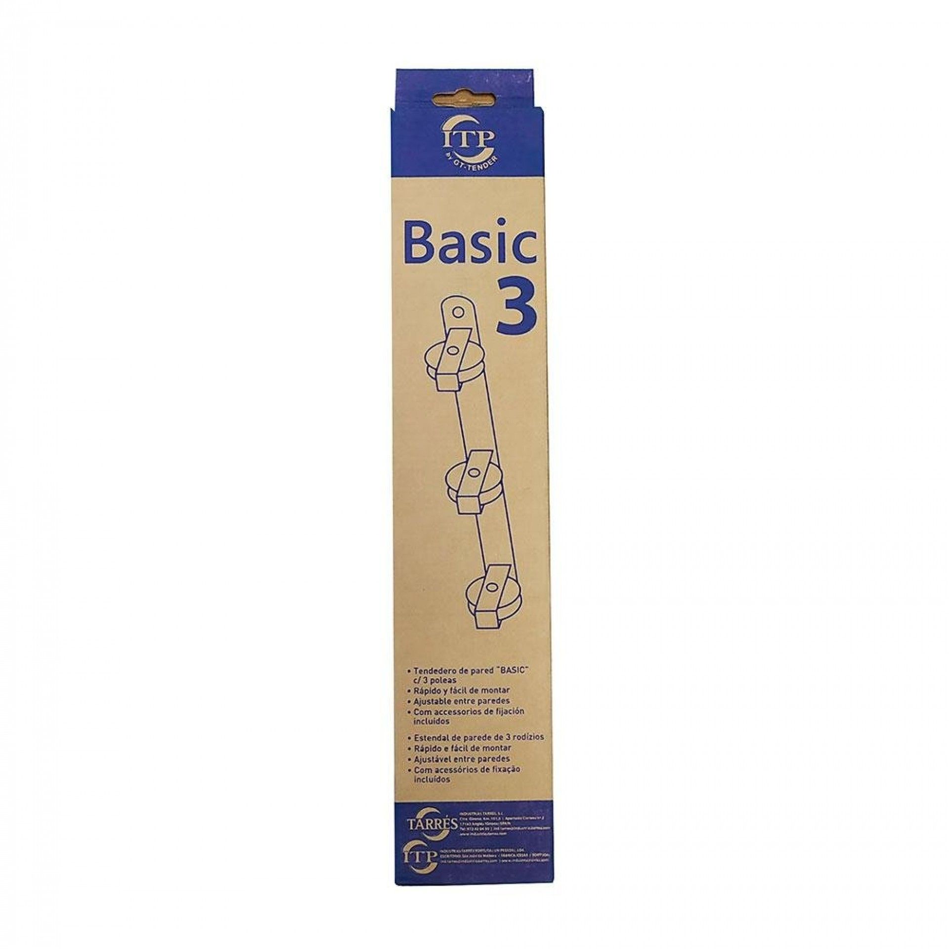 Estendal de parede basic c/3 poleias branco 37x5x5cm refª 77374 NULL