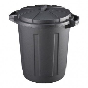 Balde com tampa comunitria preta de 80 litros com tampa ref 77310 MONDEX