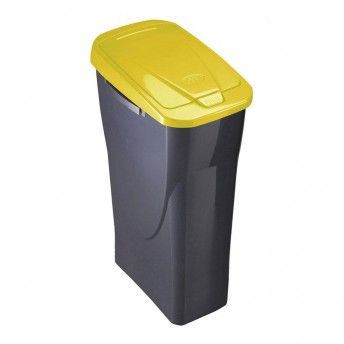 Balde de 15 litros ecobin com tampa preta/amarela 20x31x42cm ref 77314 MONDEX