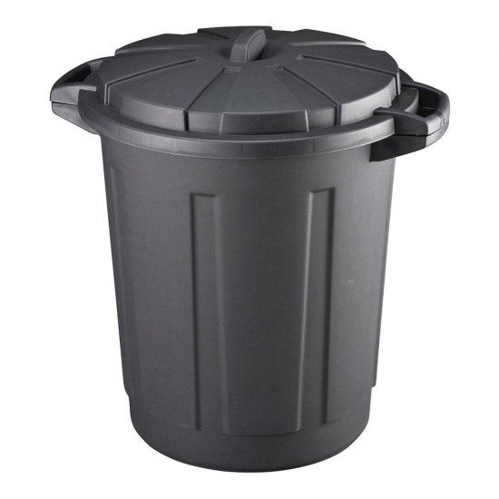 Balde com tampa comunitria preta de 80 litros com tampa ref 77310 MONDEX