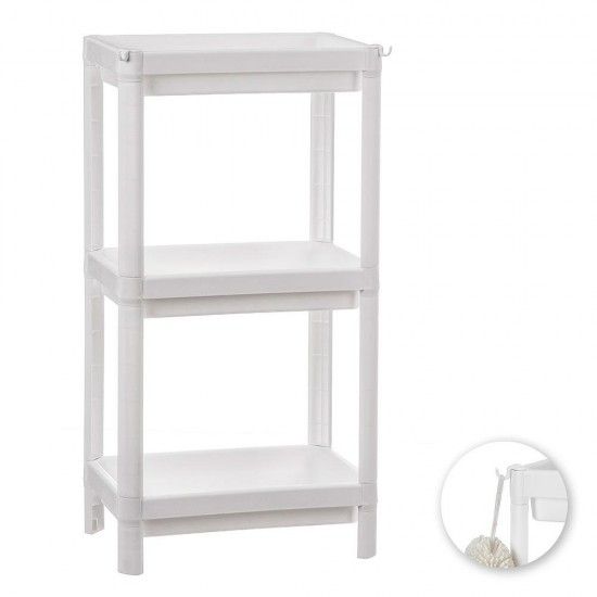 Estante de plstico com 3 prateleiras brancas 35,5x23x75 cm balette ref 77296 BALLETE