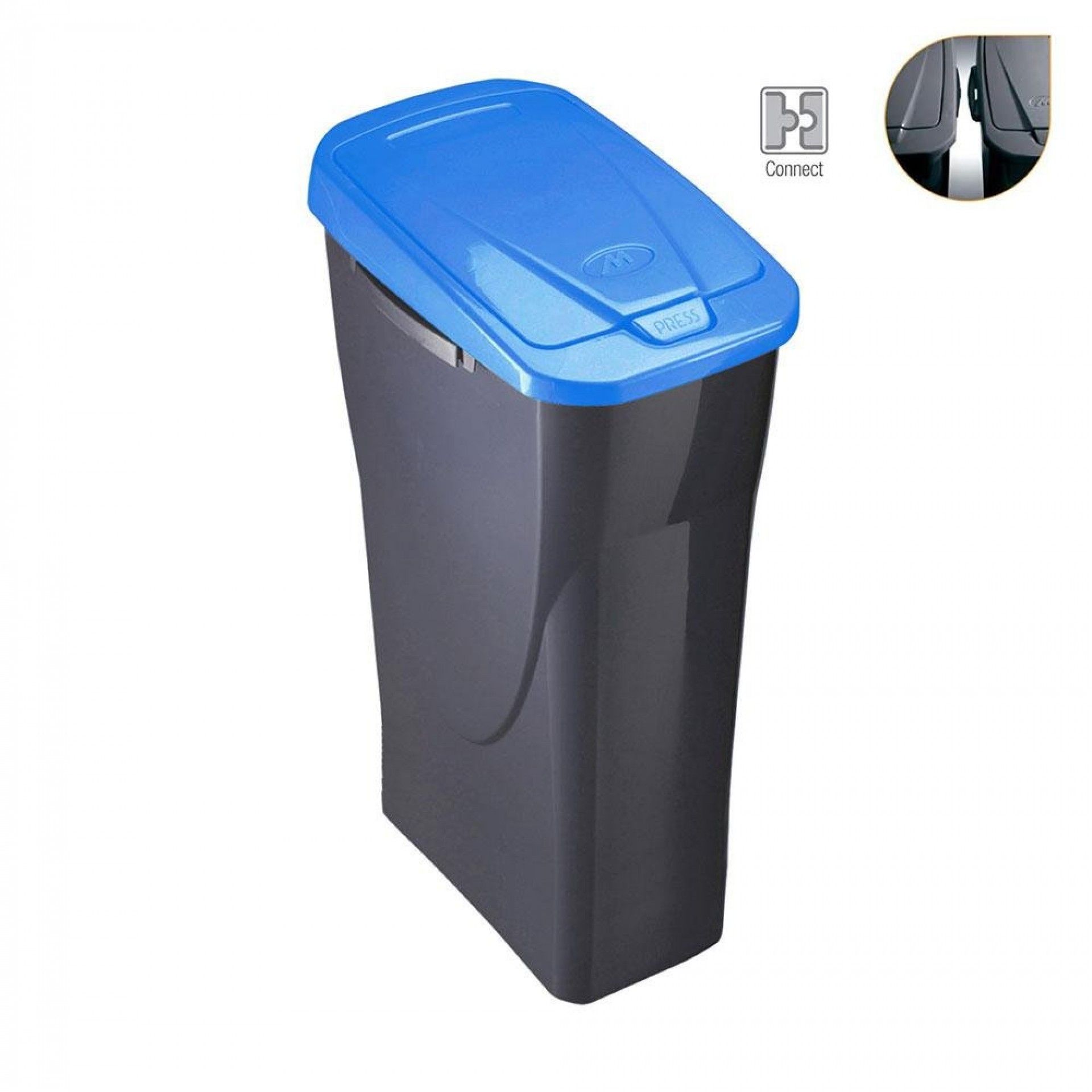 Balde de 25 litros ecobin com tampa de cor azul 24,5x36,5x51cm refª 77229 MONDEX