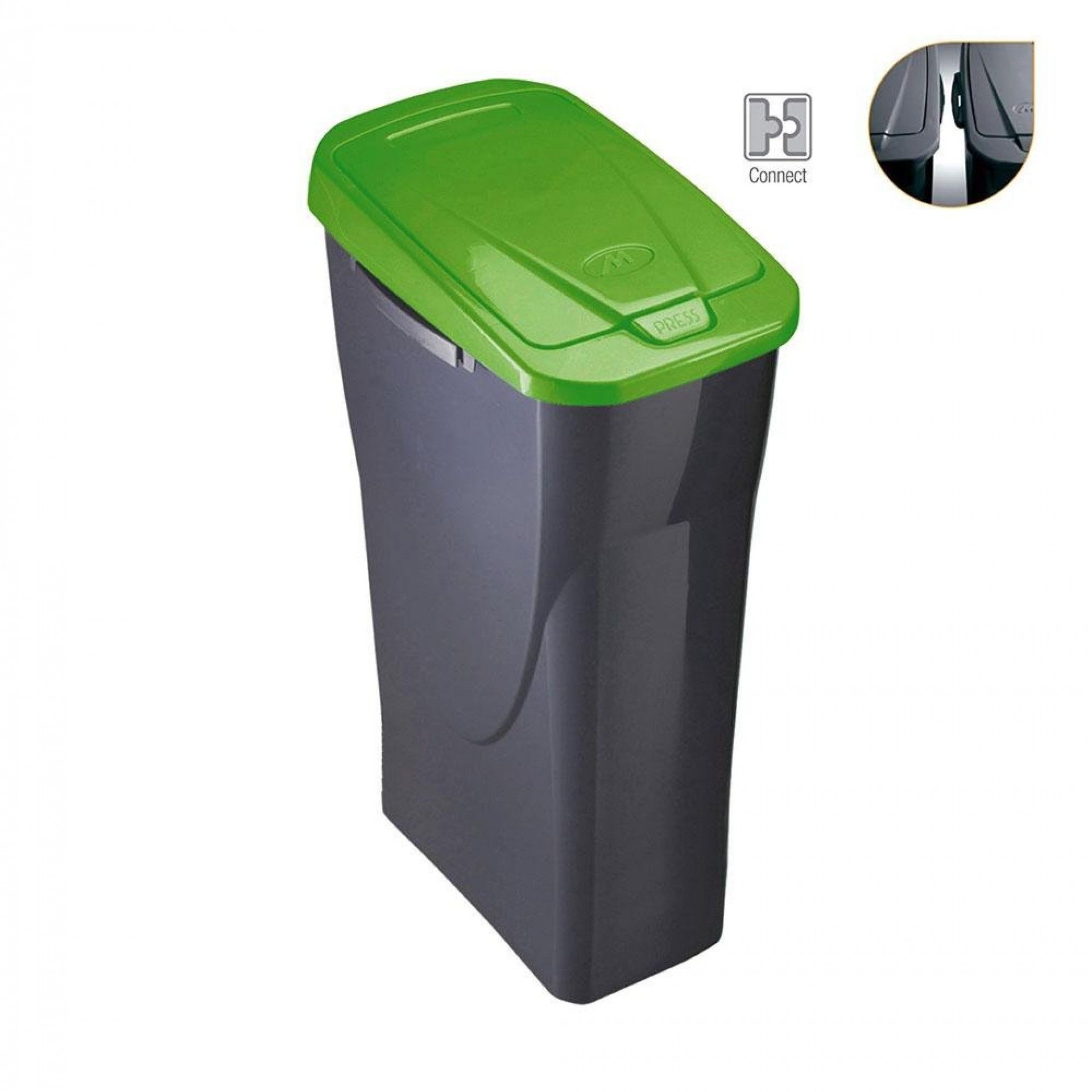 Balde de 25 litros ecobin com tampa de cor verde 21,5x36x51cm refª 77228 MONDEX